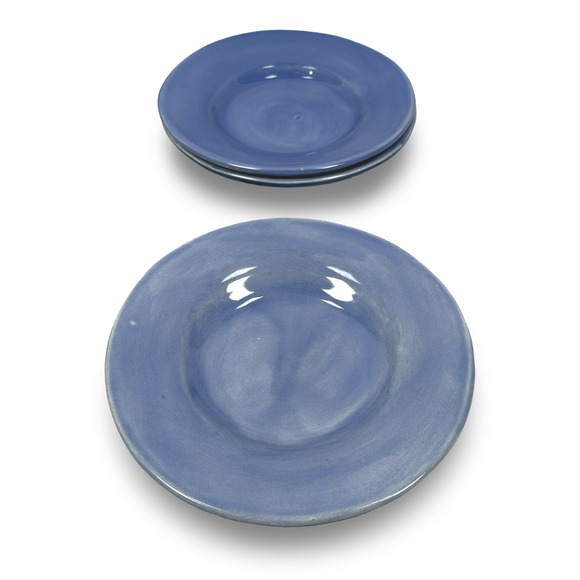 Pottery Barn Sausalito Salad Plates 10" Slate Blue Round Microwave Safe Lot 3 - Picture 1 of 5